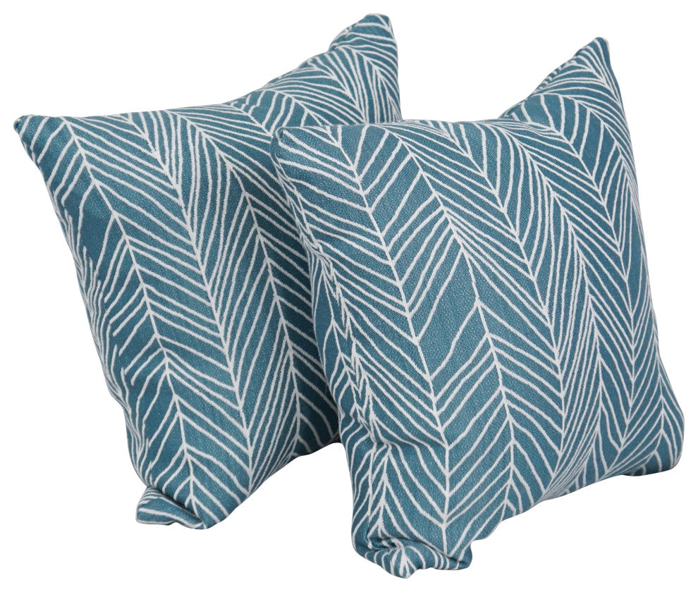 17" Jacquard Throw Pillows With Inserts, Set of 2, Demeter Caspia