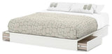 South Shore Step One King Platform Bed with Drawers in Pure White