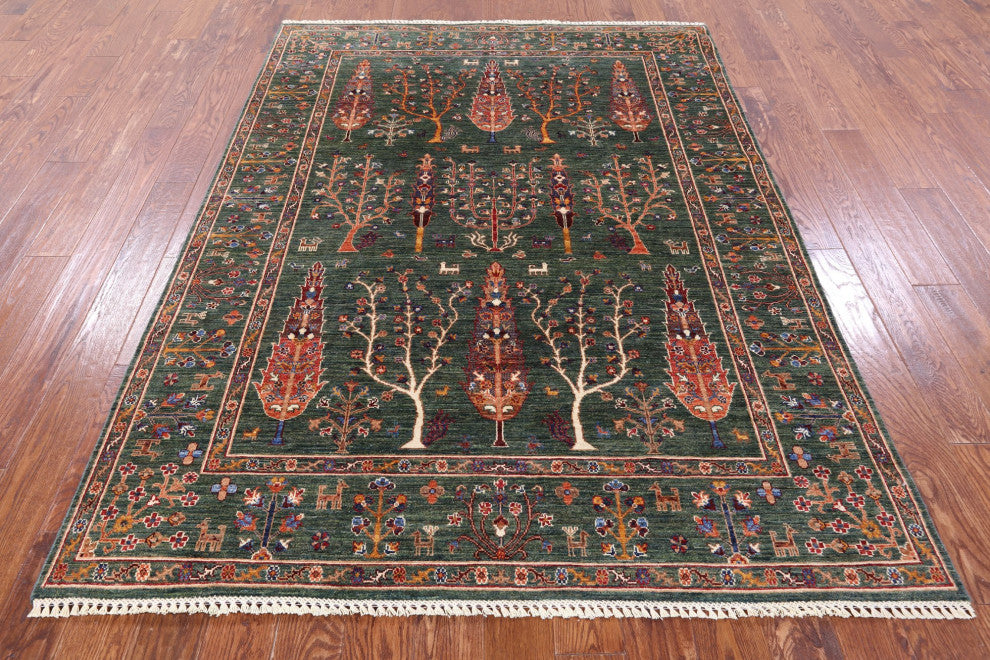 5' 9" X 7' 9" Hand Knotted Persian Gabbeh Tribal Wool Rug Q9561