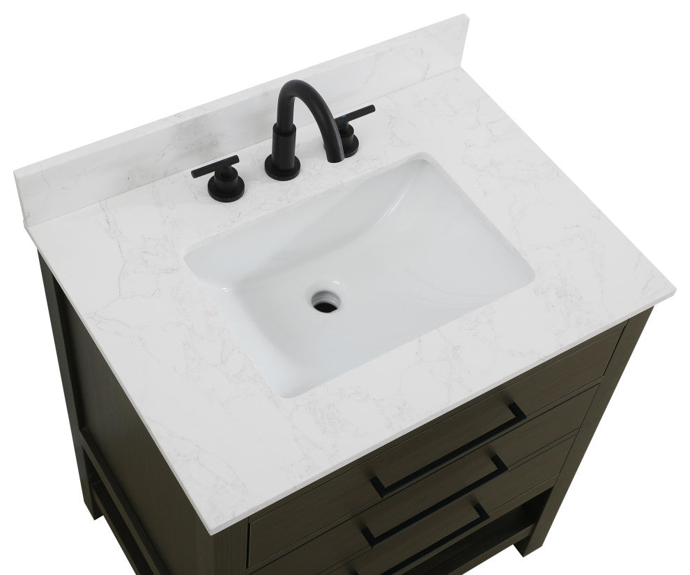 Home Living 30" Single Bathroom Vanity, Mocha Brown With Backsplash