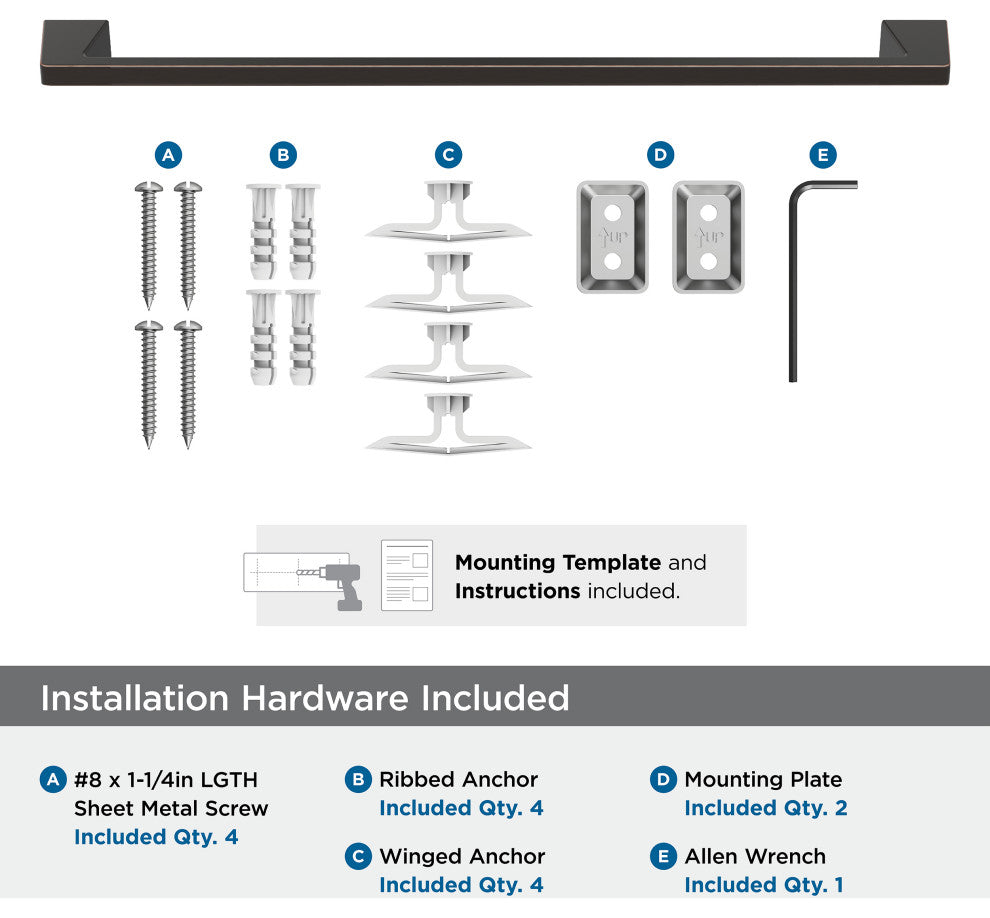 Amerock Blackrock Contemporary Towel Bar, Oil Rubbed Bronze, 24" Center-to-Cente