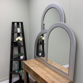 Yvonne Framed Vanity Mirror, Crescent Cathedral, 28.4"x36.4", Silver Spray
