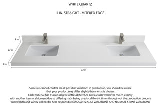 Sonoma 72 Double Sink Bath Vanity in Light Natural Teak with 2" White Quartz