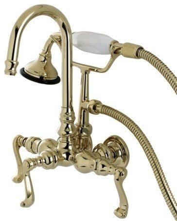 Aqua Vintage Wall Mount Clawfoot Tub Faucet, Polished Brass