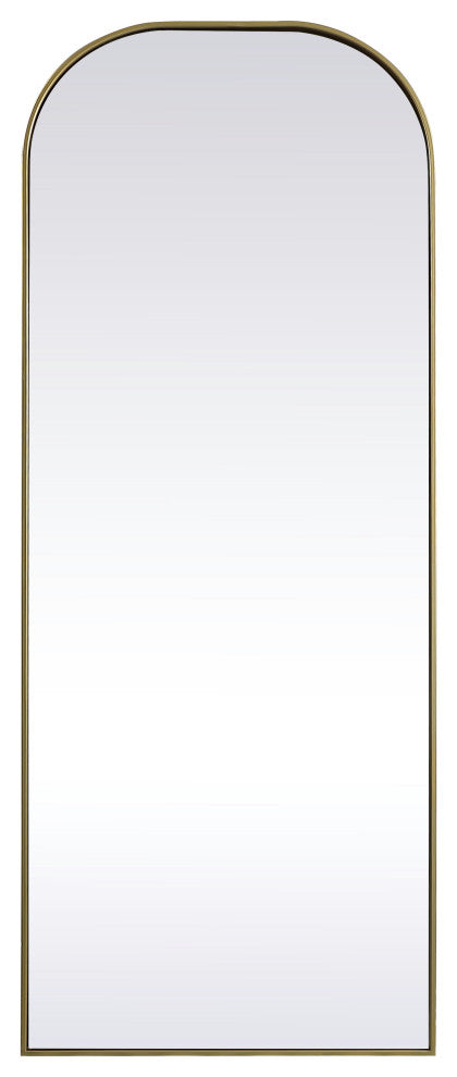 Metal Frame Arch Full Length Mirror 28X74 Inch, Brass