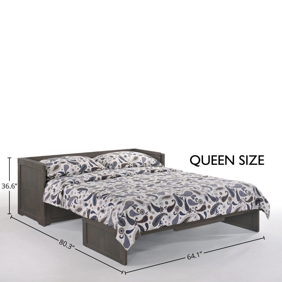 Cube Queen Size Murphy Bed Cabinet, Stonewash