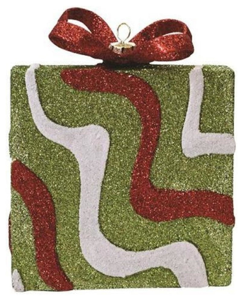 5" Merry and Bright Swirl Gift Box Christmas Ornament
