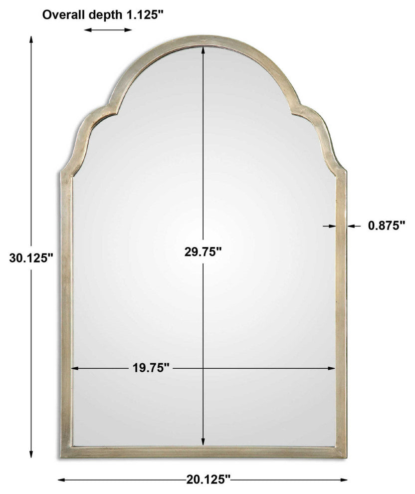 Uttermost 12906 Brayden 20-1/8" W x 30-1/8" H Arched Framed - Oxidized Silver