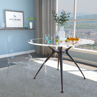 LeisureMod Murray Lucite Stackable Molded Dining Side Chair, Clear