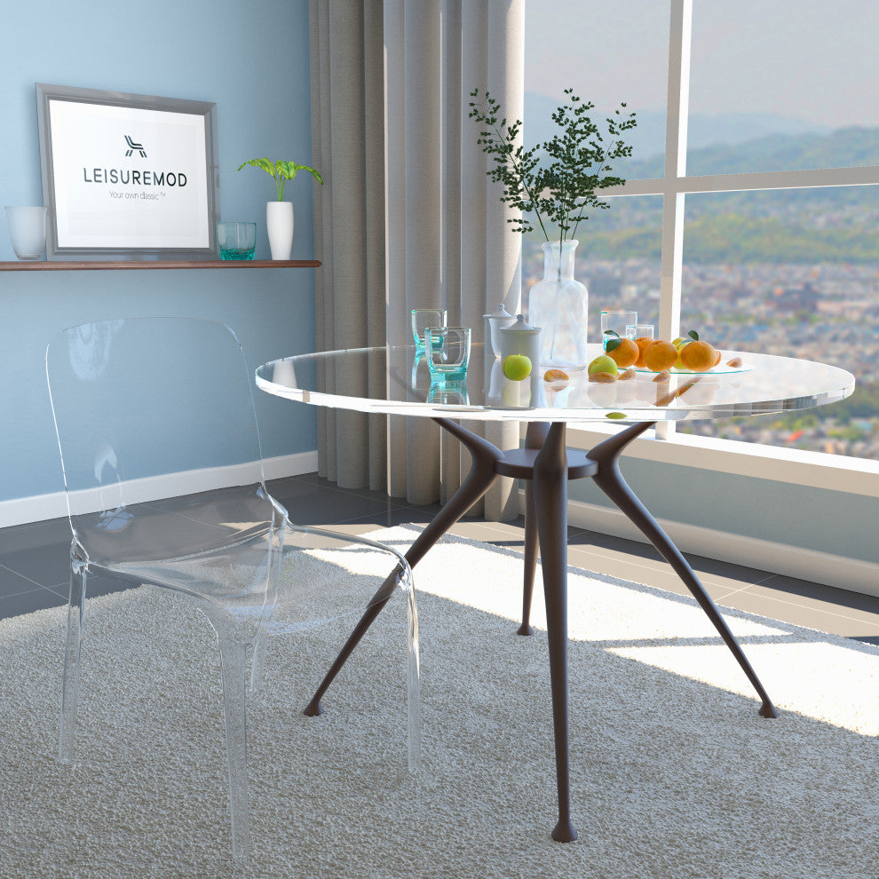 LeisureMod Murray Lucite Stackable Molded Dining Side Chair, Clear
