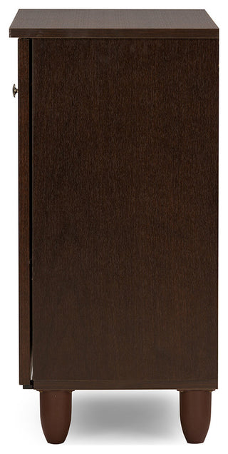 Winda Modern 2-Door Dark Brown Wooden Entryway Shoes Storage Cabinet