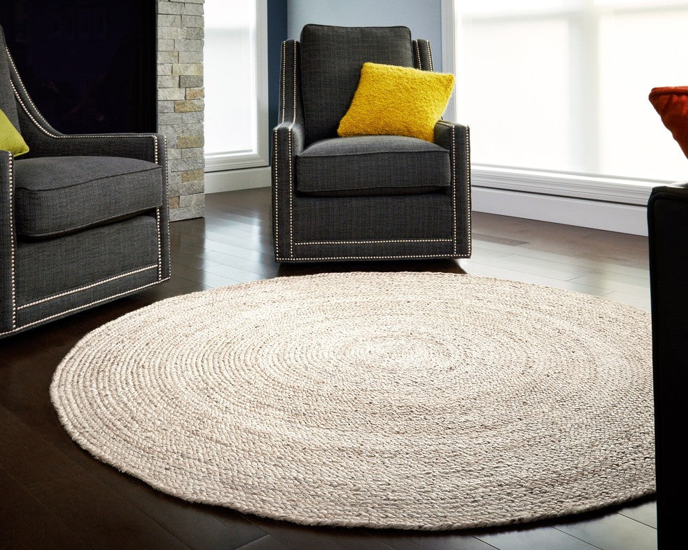 Anji Mountain Kerala Ivory Jute Area Rug, 8' Round