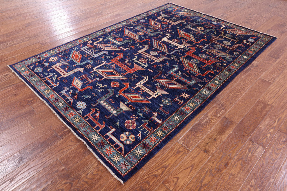 6' 0" X 9' 0" Hand Knotted Persian Fine Serapi Rug - Q12448