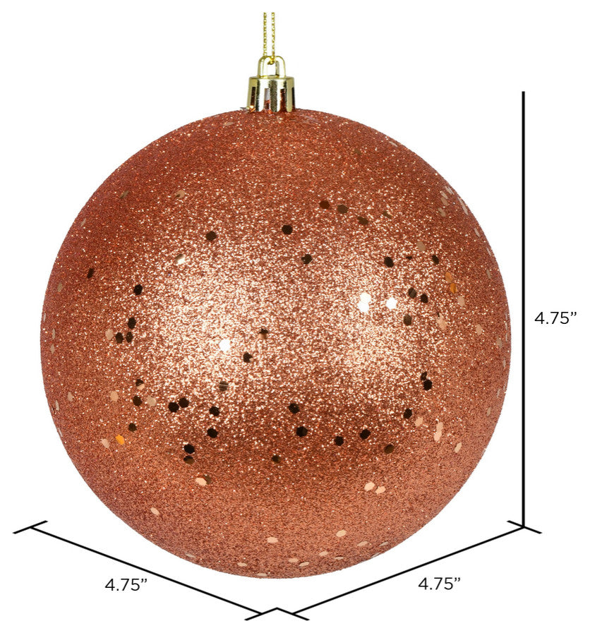 Vickerman 4.75" Coral Sequin Ball Ornament, 4 per Bag