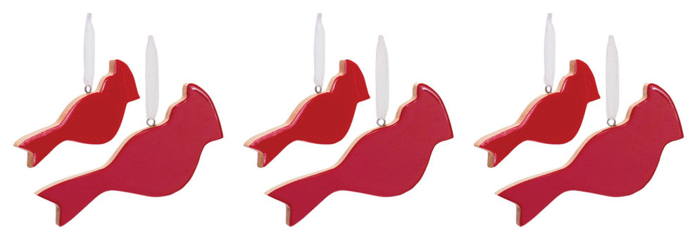 Glass Cardinal Bird Ornament, 6-Piece Set