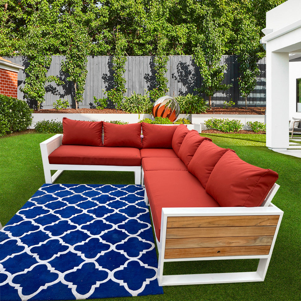 Denver 5-Piece Aluminum Outdoor Patio Sectional Sofa Set with Cushions, Canvas Terracotta Sunbrella