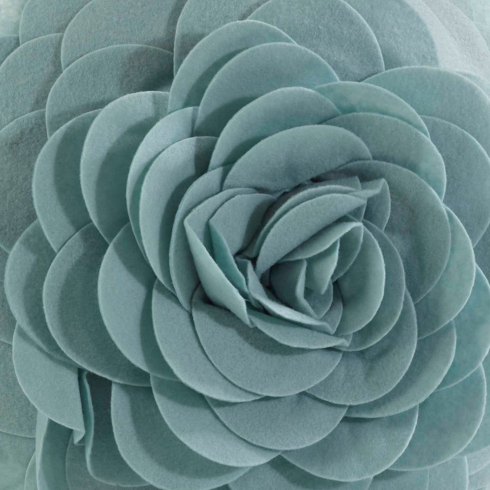 Circular Multicolor Flower Decorative 13"Round Throw Pillow, Aqua, 13"x13"