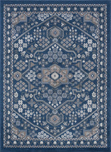 Logan Traditional Oriental Area Rug, Navy, 8'x10'