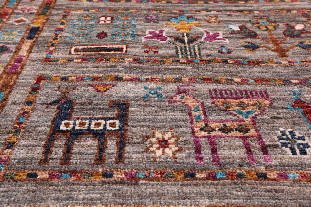 Tribal Persian Gabbeh Hand Knotted Rug 3' 5" X 5' 5" Q5475