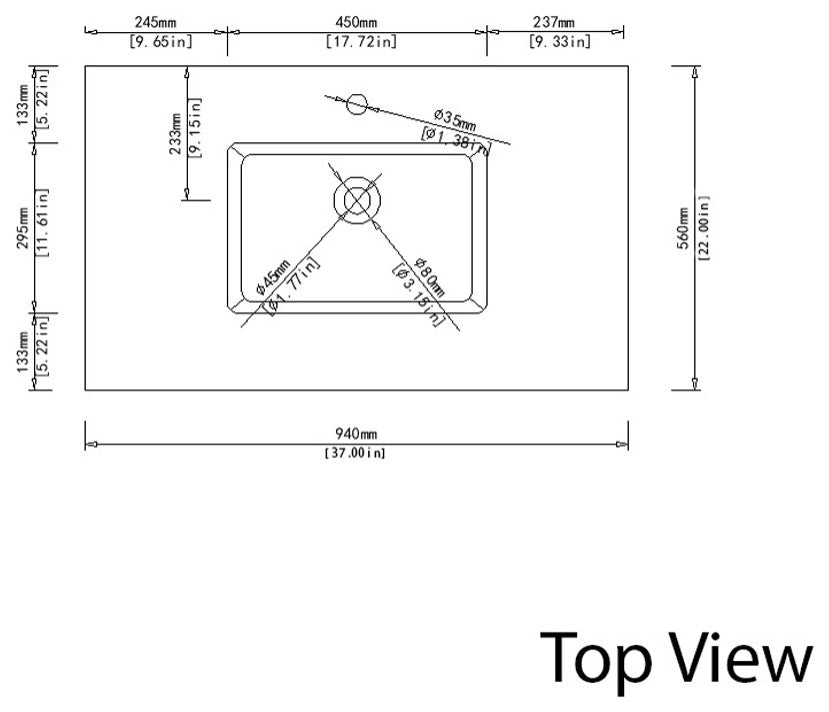 Dyconn Faucet 36 Inch Solid Surface Vanity Top