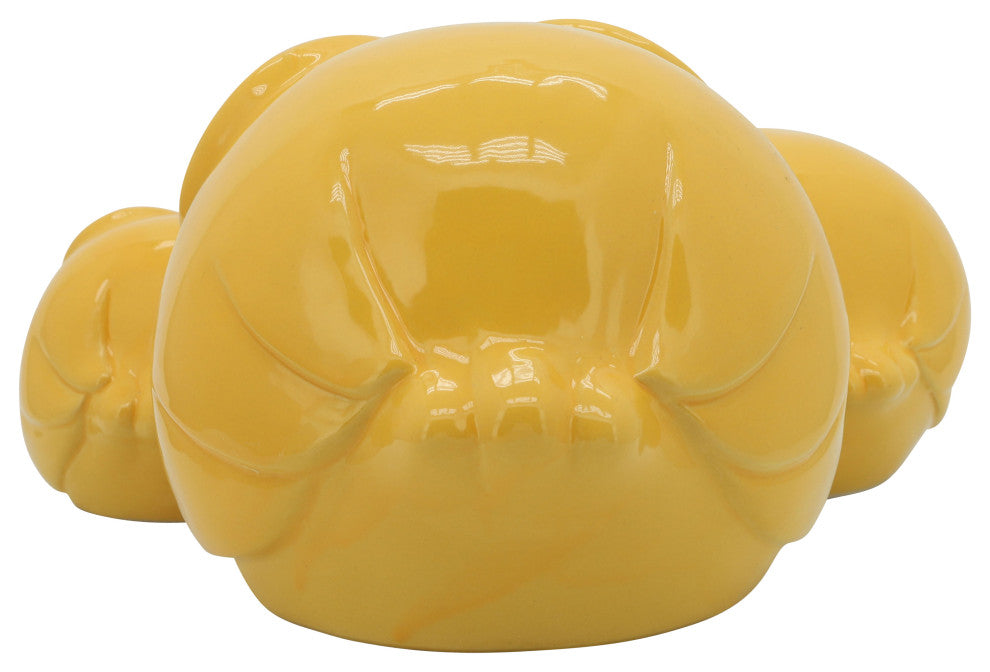 Ceramic 3-Piece Set Owls 7.5", Yellow