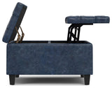 Harrison Small Square Coffee Table Storage Ottoman, Denim Blue
