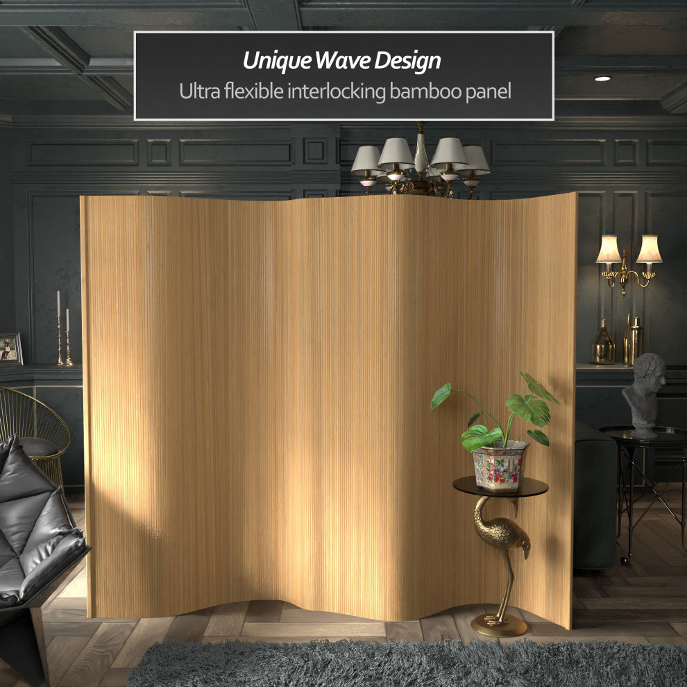 6' Tall Bamboo Wave Screen, Honey