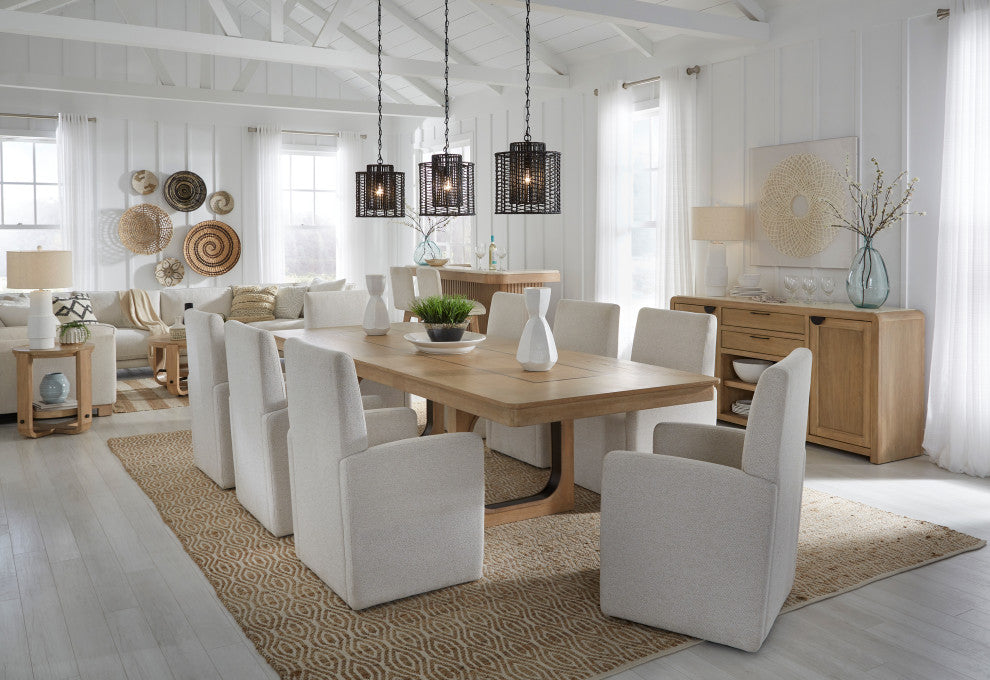 Parker House Escape Dining Rectangular Table With console and 8 caster chairs