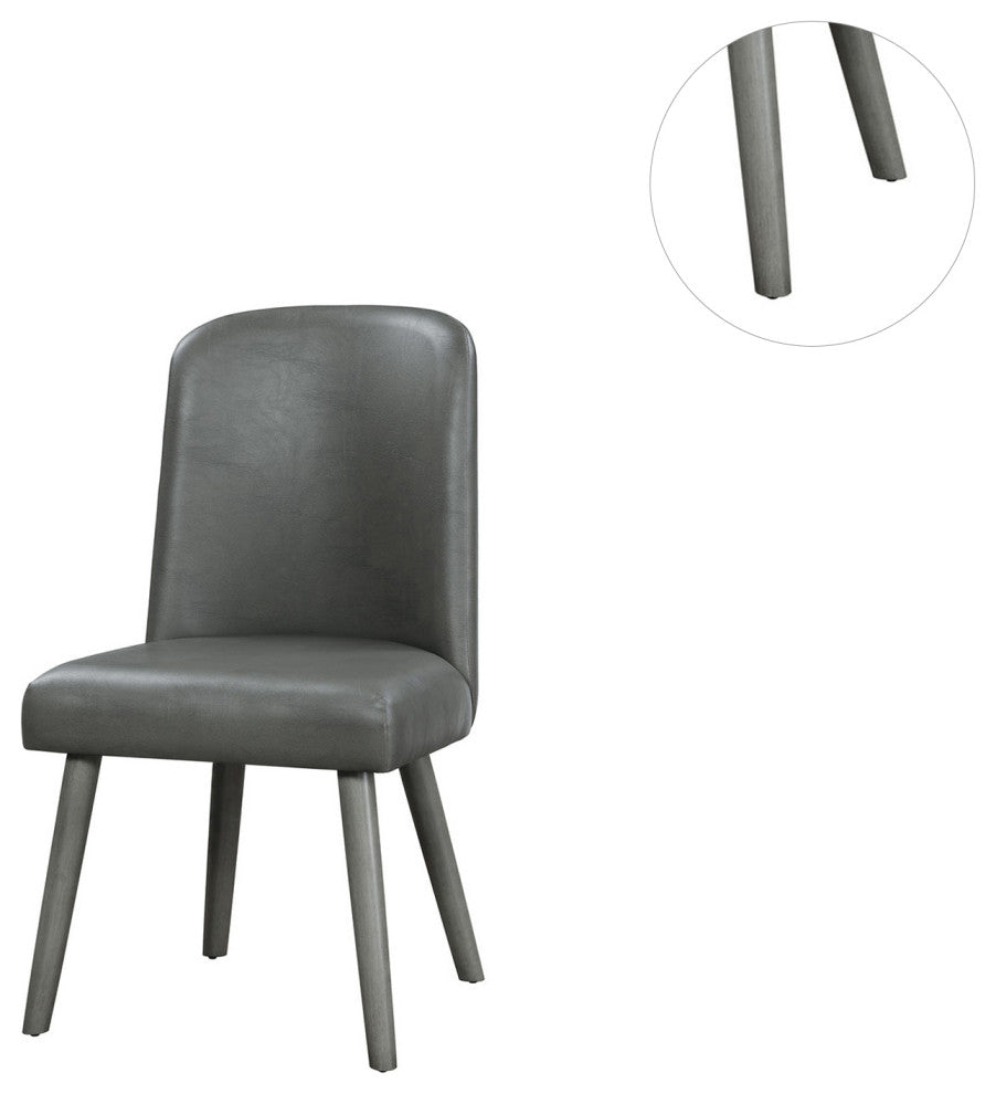 Set of 2 PU Upholstered Side Chair, Gray/Gray Oak Finish