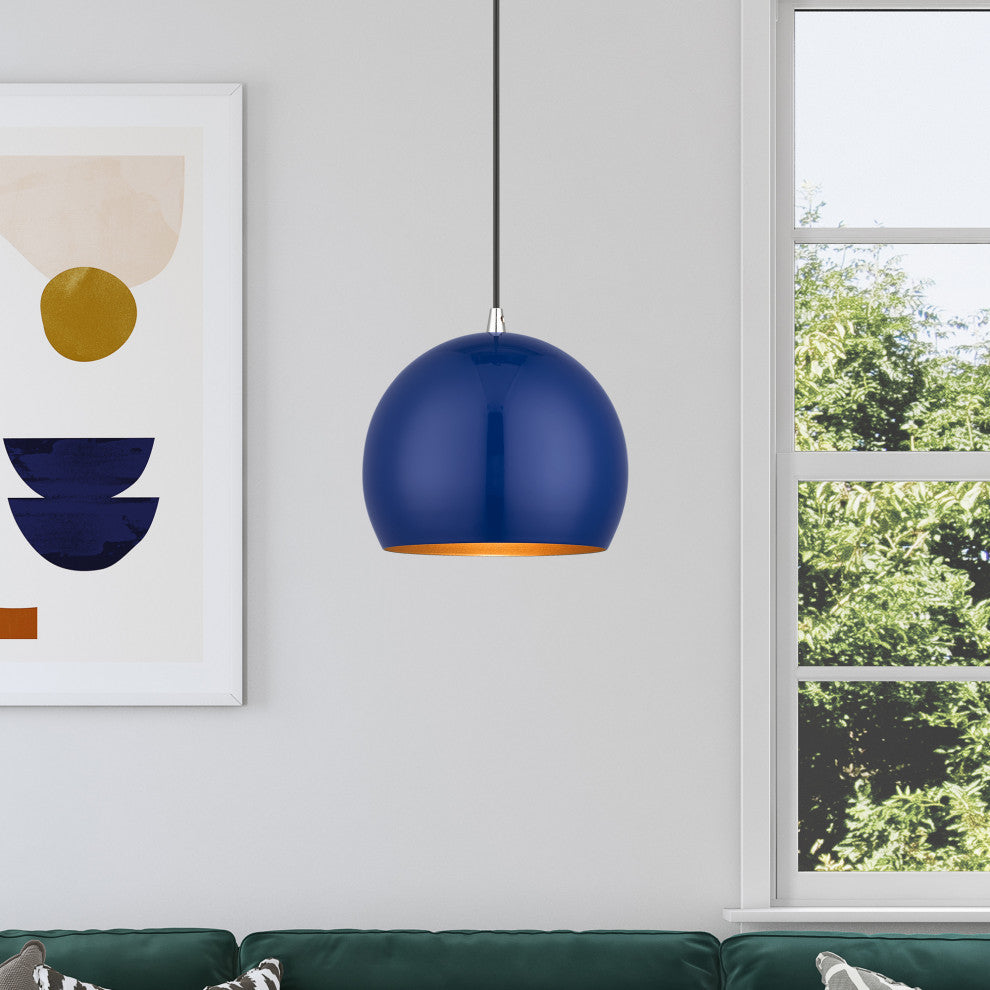 Piedmont 1-Light Shiny Cobalt Blue Globe Pendant
