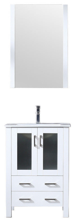 24" Single Vanity With Integrated Top, Sink, 22" Mirror
