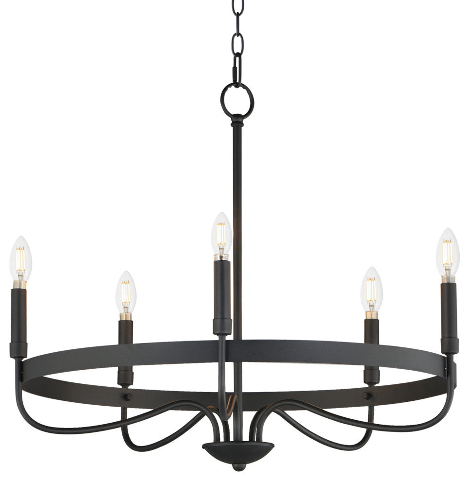 Maxim 14495 Frankie 5 Light 26"W Taper Candle Style Chandelier - Black
