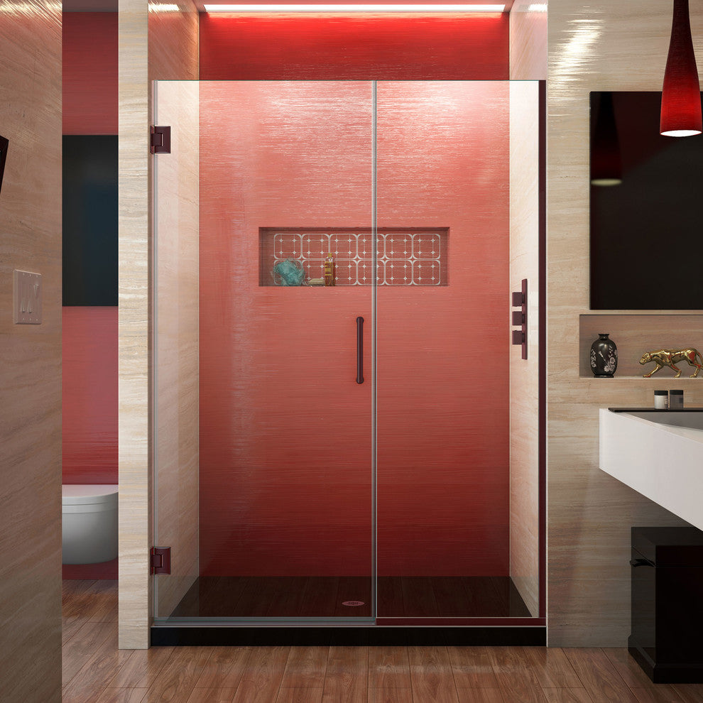 DreamLine Unidoor Plus Hinged Shower Door, Oil Rubbed Bronze, 45" to 45.5"x72"