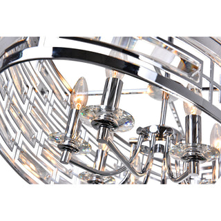 Petia 8 Light Drum Shade Island Light With Chrome Finish