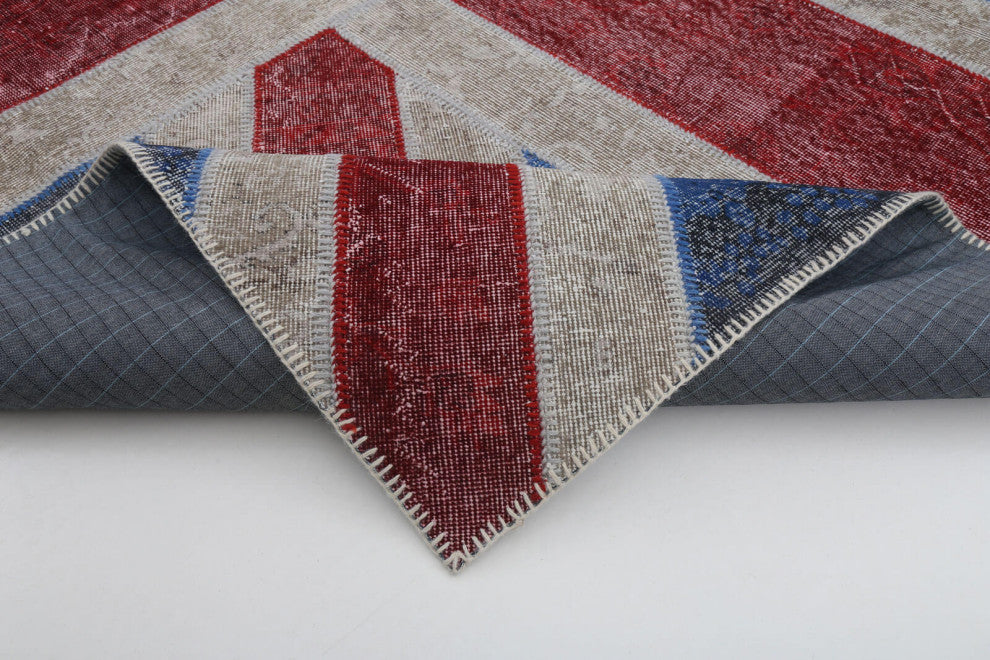 Rug N Carpet - Handwoven Oriental 8' 2'' x 10' 0'' Flag Patchwork Rug