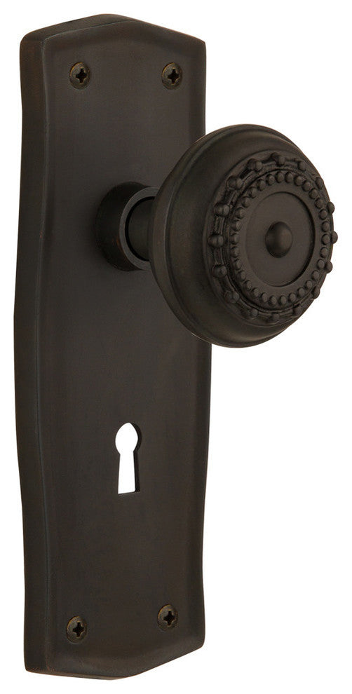 Prairie Plate with Keyhole Passage Meadows Door Knob, Oil-Rubbed Bronze
