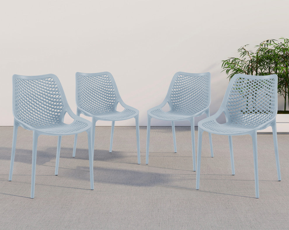 Mykonos Outdoor Patio Dining Chair (Set of 4), Sky Blue, Armless