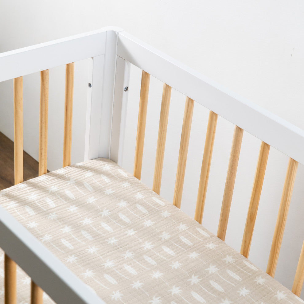 Mini Crib Sheet, GOTS Certified Organic Muslin Cotton, Beach Bum