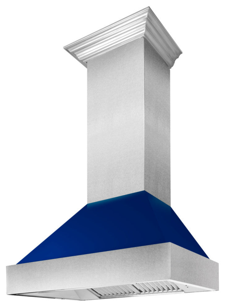 36" DuraSnow Stainless Steel Range Hood With Blue Gloss Shell, 8654BG-36