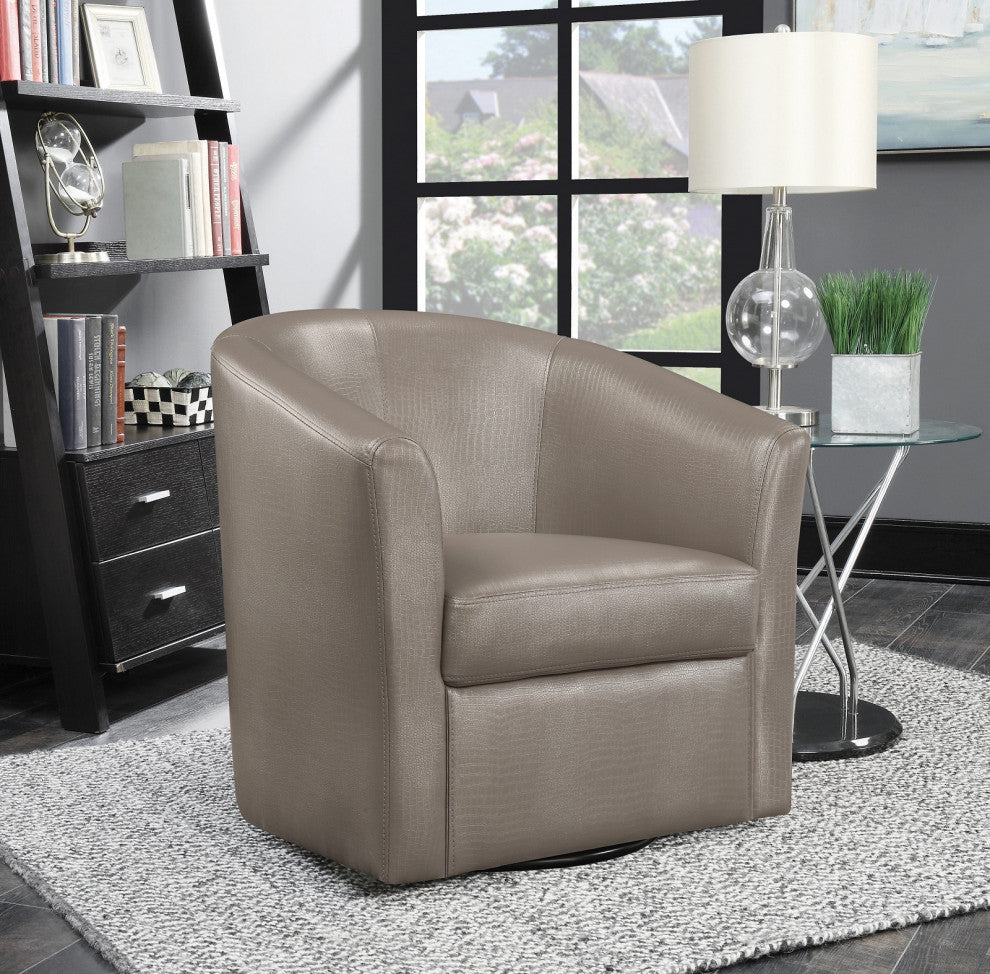 Faux Leather Upholstered Swivel Accent Chair, Champagne