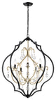 Carol Crystal Chandelier, Black and Brushed Silverish Champagne Finish