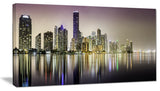 Miami Downtown Night Panorama, Extra Large Canvas Art Print, 32"x16"