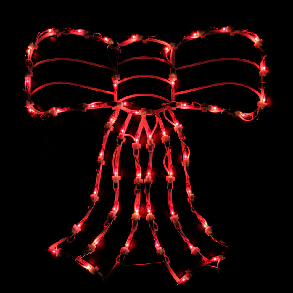 18" Lighted Red Bow Christmas Window Silhouette Decoration