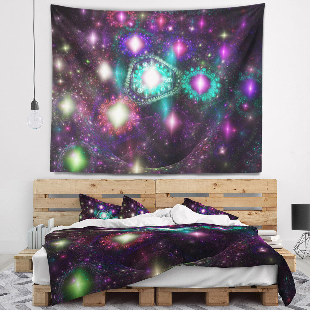 Far Bright Colorful Space Galaxy Abstract Wall Tapestry, 39"x32"