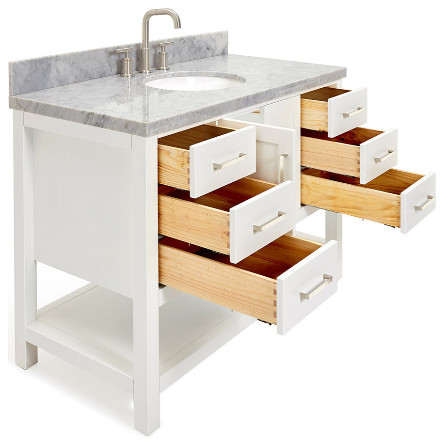 Ariel Magnolia 49" Oval Sink Bath Vanity Carrara Marble Gray