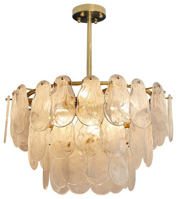 Cloude Modern 3 Tiered Cloud Glass Chandelier Adjustable Hanging Rod, 6-Light