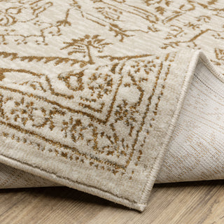 Iris Two-Tone Medallion Ivory/ Gold Area Rug 6'7" x 9'6"