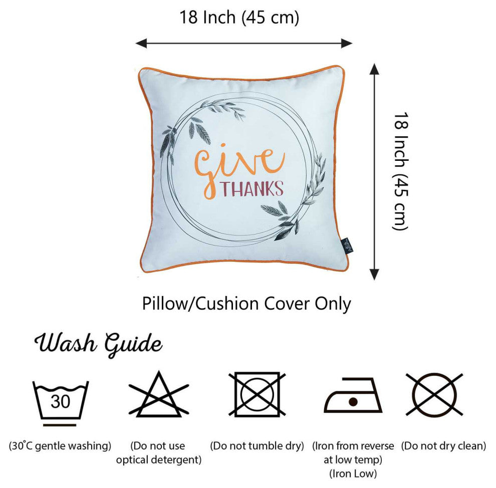 18" Orange and White Throw Pillow Cover