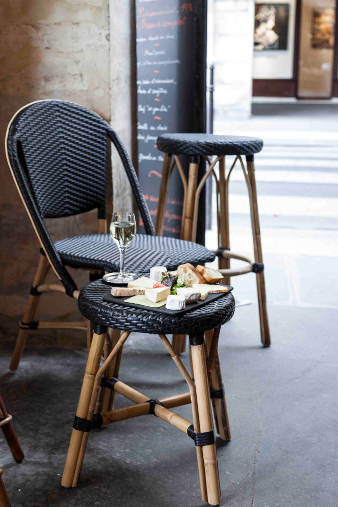 Sofie Rattan Bistro Side Chair, Black
