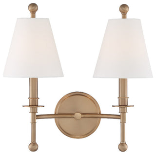 Riverdale 2 Light Wall Mount in Aged Brass